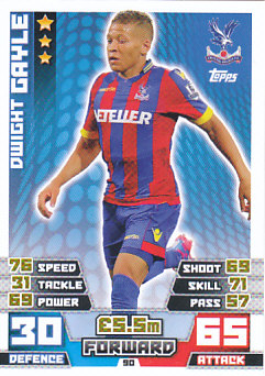 Dwight Gayle Crystal Palace 2014/15 Topps Match Attax #90